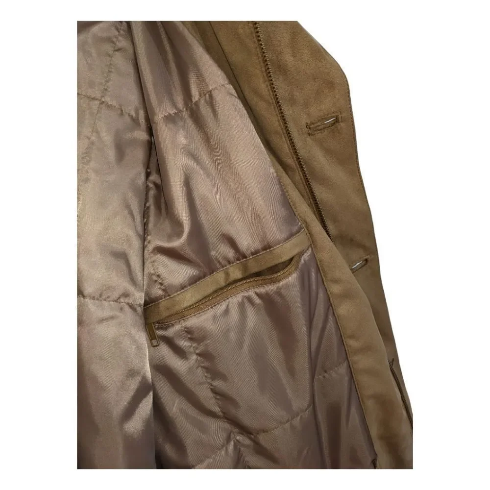 Cutter & Buck Men's Camel Tan Faux Suede Button & Zip Up Jacket Size XXL - Picture 8 of 11